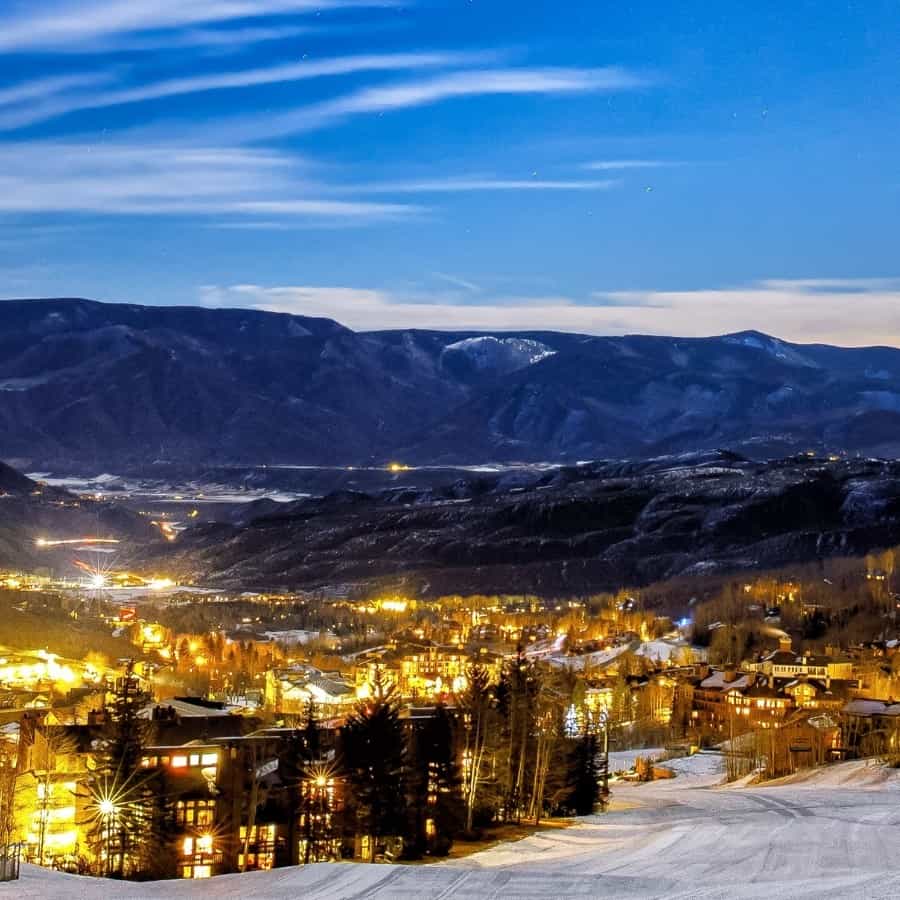 Aspen ski resort with the town beyond