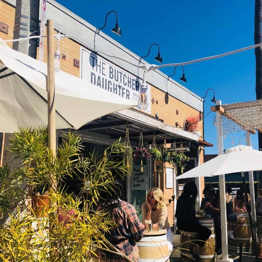 The patio at Butcher's Daughter restaurant in Venice California