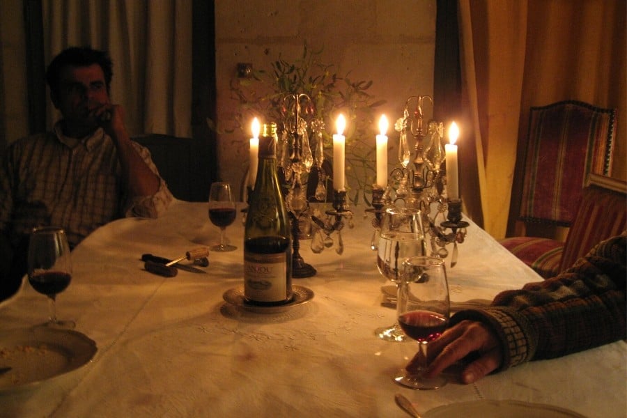 Dinner by candlelight at Le Moulin Bregeon, a charming Loire Valley hotel
