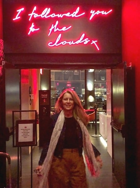 Susan Heinrich at the entrance of the CitizenM hotel bar, CloudM