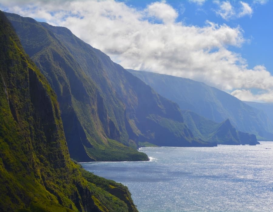 The rugged coast of Maui seen from helicopter tour