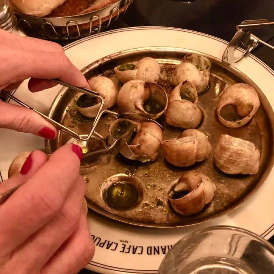 Enjoying escargot on a dream holiday to Paris