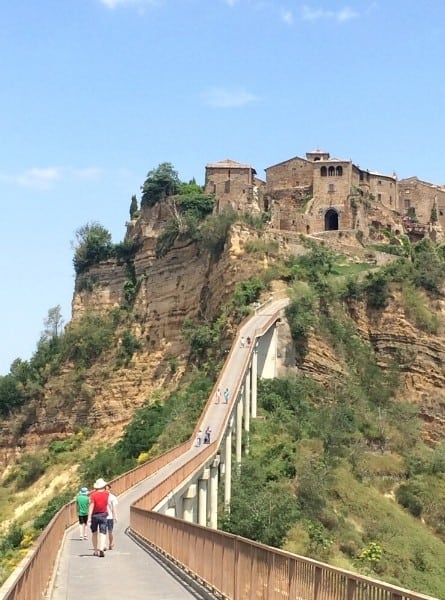 Crossing the footbridge to Civita di Bagnoregio