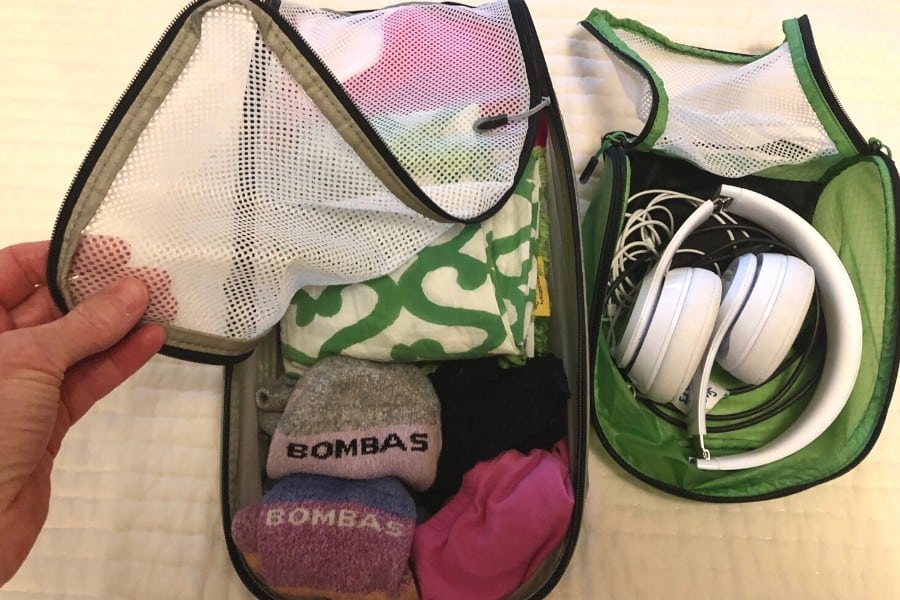 using packing cubes as portable drawers