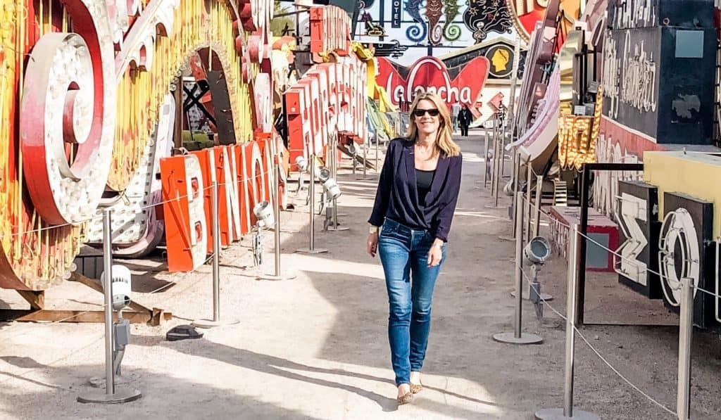 fit at fifty and back in my skinny jeans at the Neon Boneyard museum, in Las Vegas