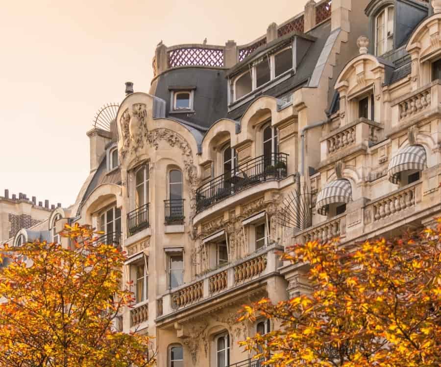 The exterior of a luxury apartment in Paris