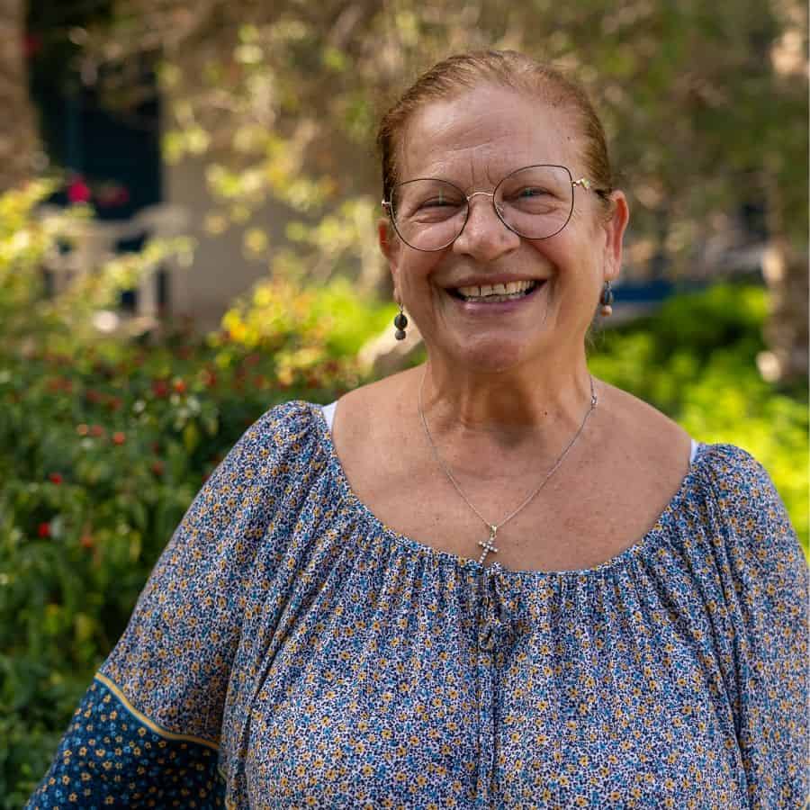Marulou Vladimirou is pictured in her garden at her property near the south coast of Cyprus