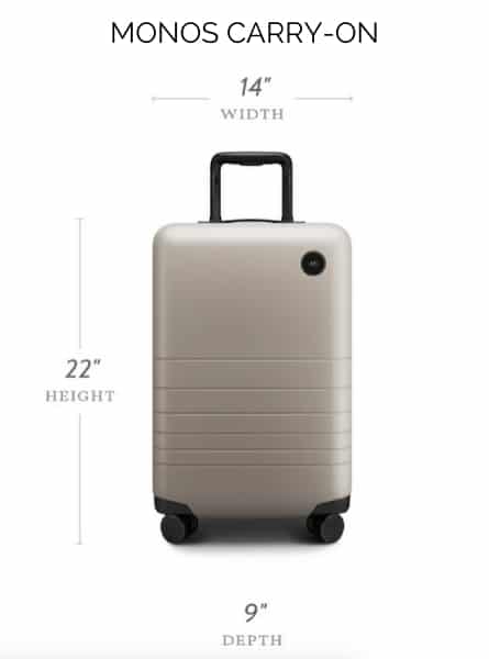 Monos Carry-On Bag dimensions