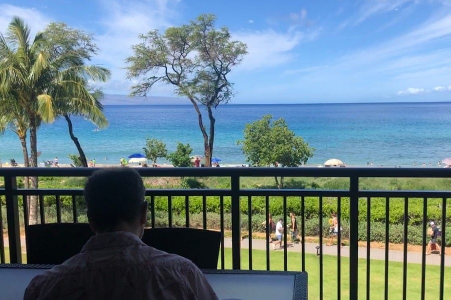 View from an oceanfront room at the westin nanea ocean villas