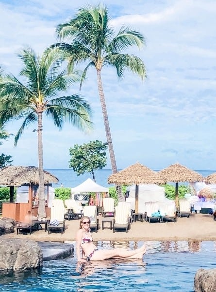 Susan Heinrich at the pool at the Westin Nanea Ocean Villas