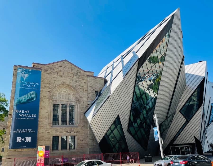The exterior of Toronto's Royal Ontario Museum with it's combination of new and old architecture