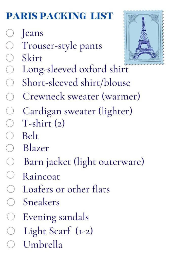 A packing list for Spring in Paris