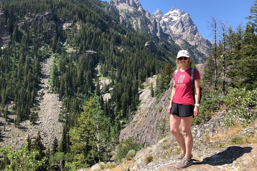 Susan on a hike in the Grand Teton mountains of Wyoming
