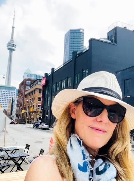 Susan Heinrich in her home city of Toronto with the CN Tower in the background