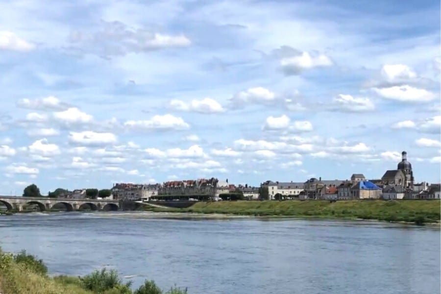 The Loire River and town of Blois in Francee