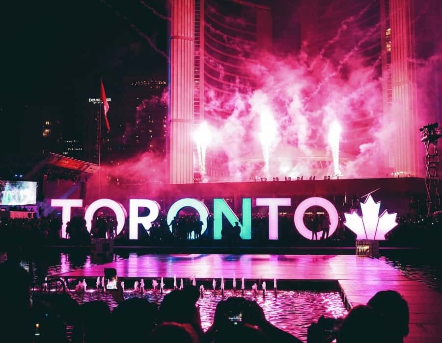 The colourful Toronto sign in Nathan Philip Square Toronto