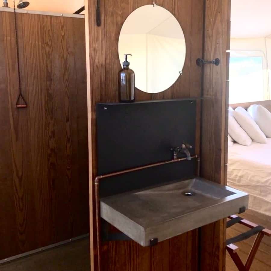 A lovely bathroom in a deluxe glamping tent at Under Canvas Yellowstone