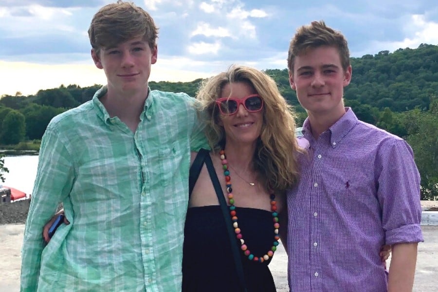 Susan with her teenage sons on vacation in Canada